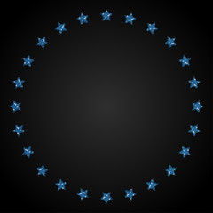 Frame Blue Sequin Stars Around Circle