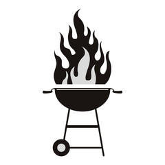 bbq grill menu and flame icon. Steak house food and restaurant theme. Isolated design. Vector illustration