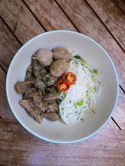Thai stewed beef noodle with rice vermicelli