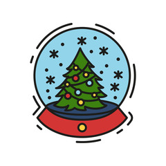 Christmas Icon, vector outline and colour color illustration