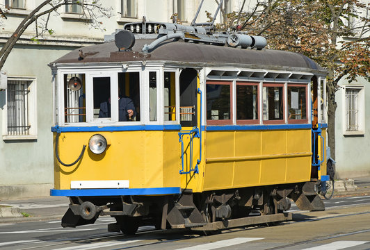Old tram in the city