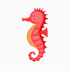 Cute cartoon Sea horse isolated.