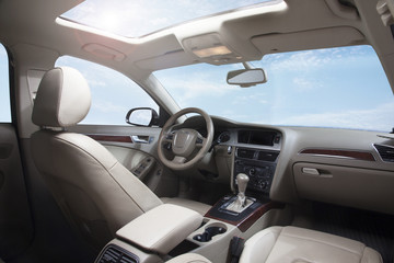 Car dashboard and sky