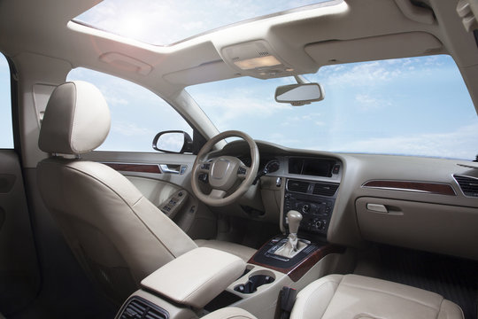 Car dashboard and sky