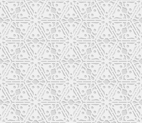 Seamless 3D white pattern,  indian ornament, persian motif,  vector. Endless texture can be used for wallpaper, pattern fills, web page  background,  surface textures.