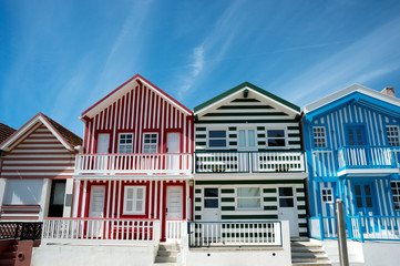 colorful houses in Costa Nova, Aveiro, Portugal