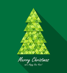 Merry Christmas and a Happy New Year! on green background