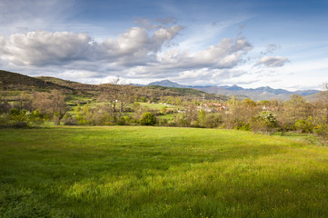 Fototapeta na wymiar Hay meadows in the Fenar Valley, La Robla Municipality, in Leon Province, Spain