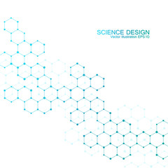 Obraz premium Structure molecule of DNA and neurons. Structural atom. Chemical compounds. Medicine, science, technology concept. Geometric abstract background. Vector illustration for your design.