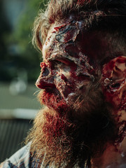 Bearded zombie man