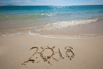 New year 2018 on beach