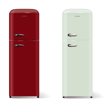 Two modern refrigerators in retro style