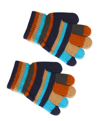 children's striped gloves isolated on white