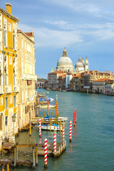 Naklejka premium Beautiful view of water street and old buildings in Venice, ITAL
