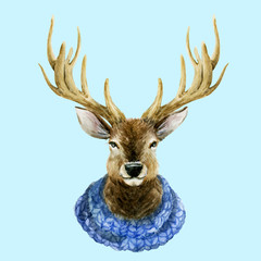 Watercolor handsome deer