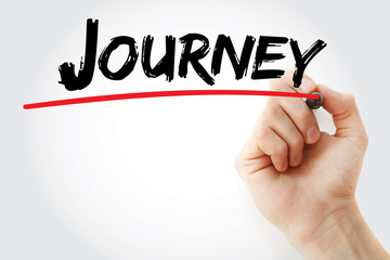 Hand writing Journey with marker, concept background