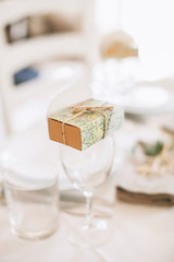 Details of a rustic wedding table