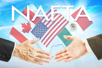 Concept of NAFTA. United States Canada Mexico trading association