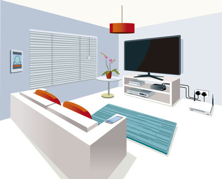 Modern interior Living Room in Smart Home