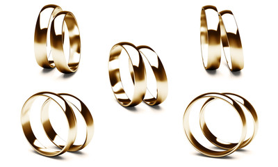 gold rings.
wedding rings isolated on a white background.