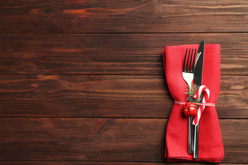 Table setting for Christmas dinner