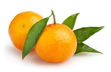 Tangerines isolated on white background with clipping path