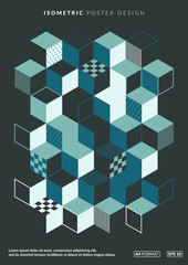 Obraz premium Geometric pattern poster. Trendy Isometric illustration. A4 format template for business card,poster,flyer etc.