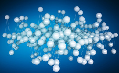 Abstract wave connection with dots and lines 3D rendering