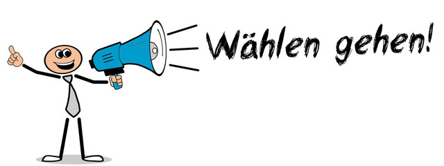 Wählen gehen! Mann mit Megafon