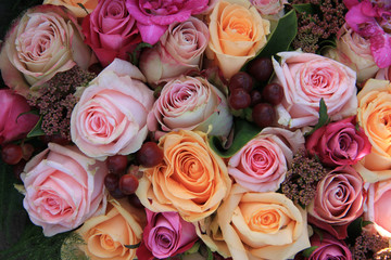Pastel roses wedding arrangement