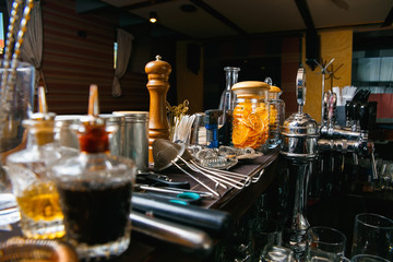 Bartender tools on bar