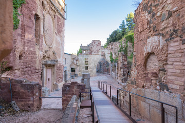 Fototapeta premium Ruins of the Carthusian monastery Scala Dei, the Cartoixa de Santa Maria d Escaladei, is one of the most important historic sites of Priorat. Founded in the 12th century of monks from the Provence