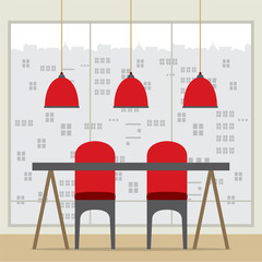 Flat Design Chairs And Table Vector Illustration