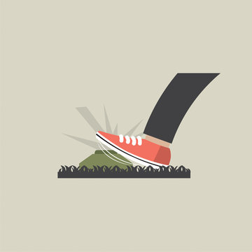 Foot Step On Landmines Vector Illustration