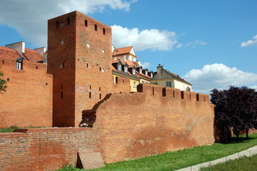 Fototapeta na wymiar Old town in Warsaw, Poland. View on the Warsaw Fortress