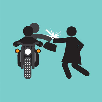 Pickpocket On Motorcycle With The Victim Vector Illustration