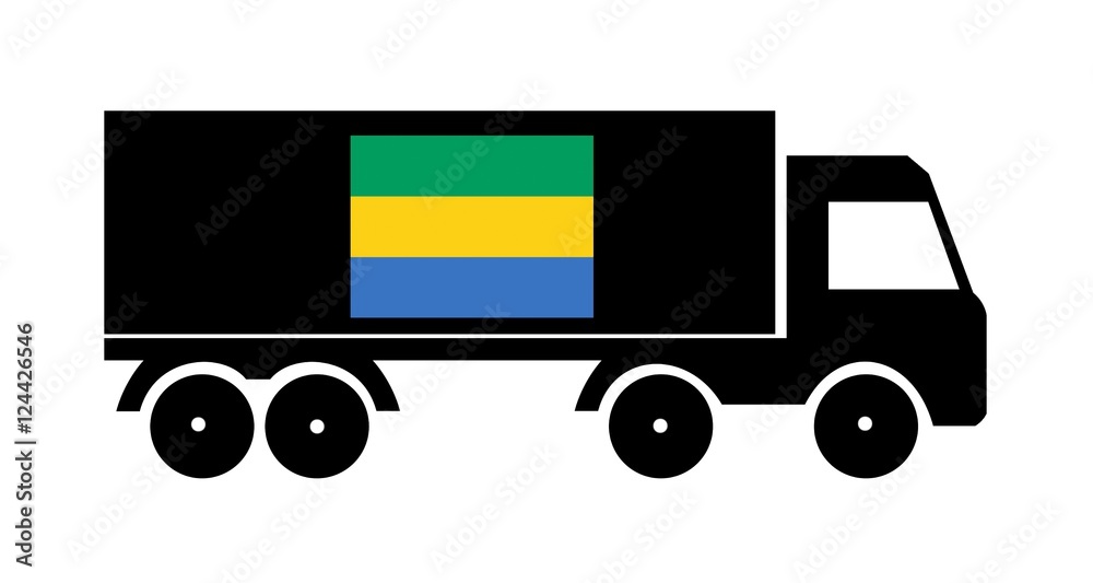 Poster Drapeau du Gabon sur un camion de transport