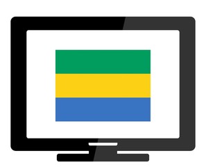 Drapeau du Gabon sur un écran de télévision