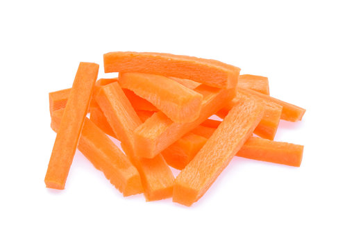 Pile of Carrot sticks, Julienne style isolated on white backgrou