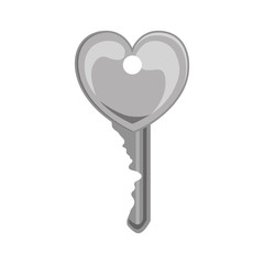 key with heart shape icon over white background. isolated design. vector illustration