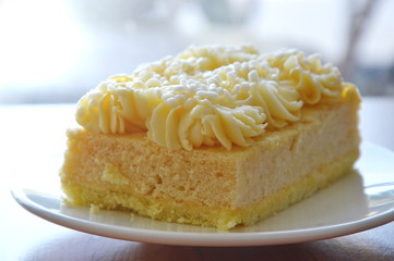 vanilla butter cake on dish