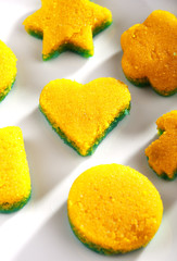 Heart shape sugar cookies shot over grey background.Shot from ab