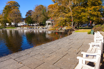 City Park with a lake in the city center in Stavanger, Norway.