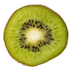 Slice of fresh kiwi fruit isolated on white background