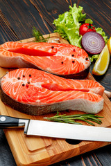 Fresh Raw Salmon Red Fish Steak