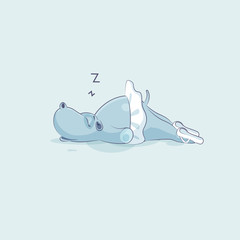 Vector Illustration Emoji character cartoon ballerina Hippopotamus sleeps on stomach
