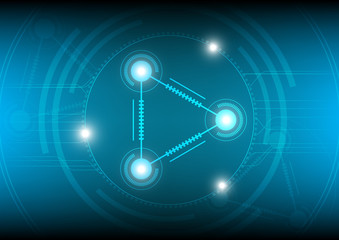 Circle and triangle connection concept, abstract futuristic technology background