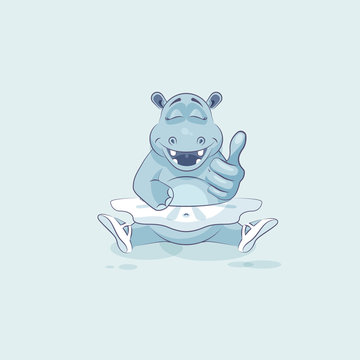 Vector Illustration Emoji character cartoon ballerina Hippopotamus approves with thumb up