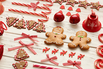 Christmas homemade decoration flat lay