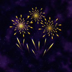 Color fireworks on dark background